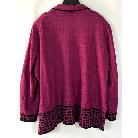Ming Wang Cardigan Size 2X Mulberry Purple Black Funky Artsy Abstract Colorful - Picture 5 of 8